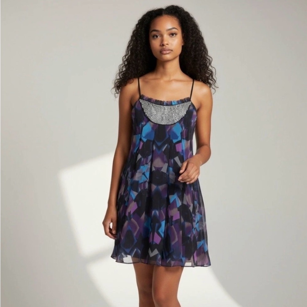 Free People Vintage Slip Dress Dressy Geometric sequence little‎ mini Dress Y2K